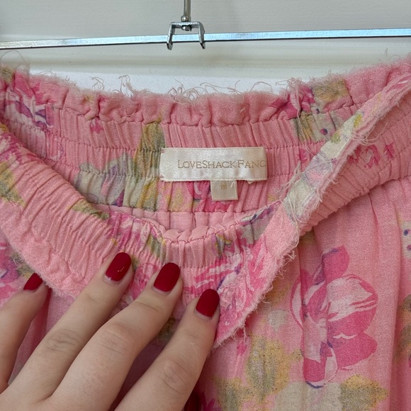 LoveShackFancy Ruffled Mini Skirt Pink Floral Medium - Picture 3 of 6